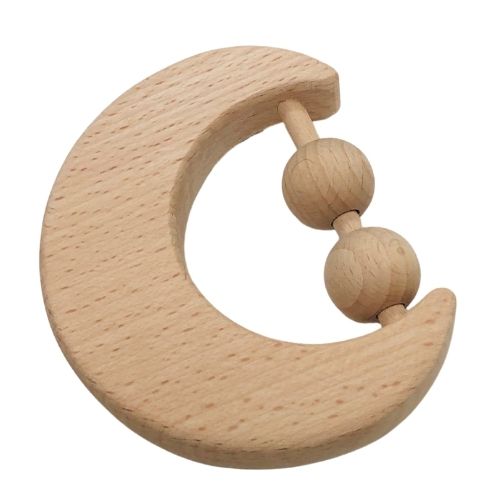 Moon Wooden Baby Rattle - 9cm
