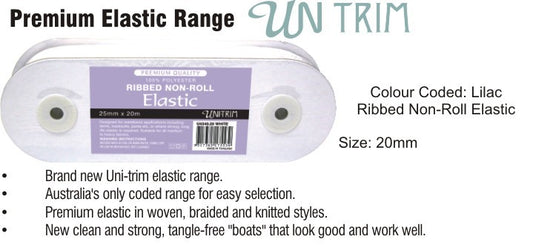 Elastic Ribbed Non Roll 20mm Elastic