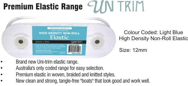 Elastic High Density Non Roll 12mm